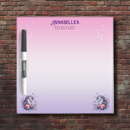 Niedlich Unicorn Rosa Lila Girls Name Memoboard