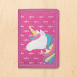 Niedlich Unicorn Rosa Personalisierte Kinder Name Tri-fold Geldbeutel<br><div class="desc">Niedliches personalisiertes Mädchen verziert Geldbörse mit einem modernen Script-Schriftart. Sie können Ihren gewünschten Schriftart auswählen oder die Hintergrundfarbe mit den Online-Vorlagenwerkzeugen ändern.</div>