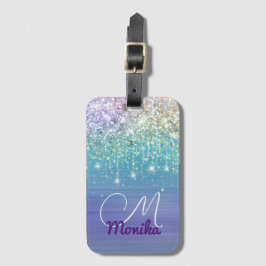 Niedlich Unicorn Türkis Lila Glitzer Imitate Glitz Gepäckanhänger