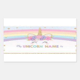 Niedlich Unicorn Was ist Ihr Unicorn-Namensspiel?  Rechteckiger Aufkleber