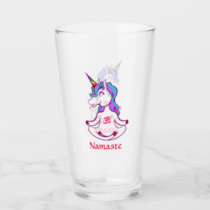 Niedlich Unicorn Zen Yoga Medizin Lotus Namaste Oh Glas
