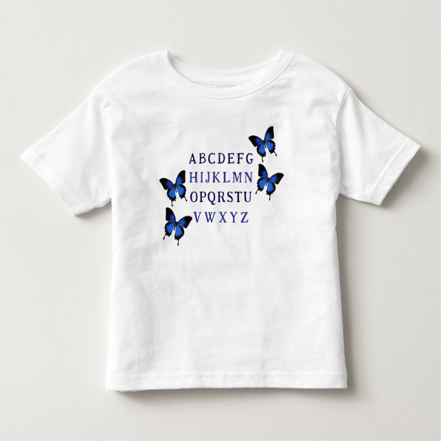 Niedlich Unisex Alphabet Butterfly T - Shirt (Vorderseite)