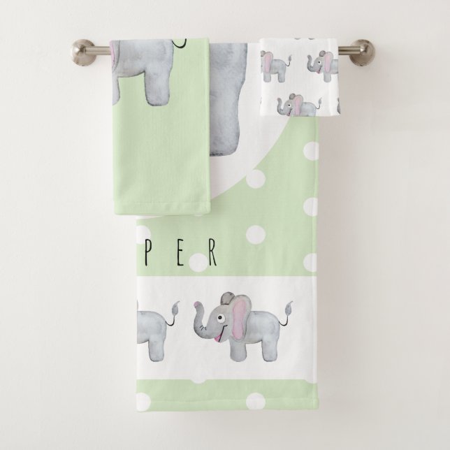 Niedlich Unisex Watercolor Elephant Safari Baby/Ki Badhandtuch Set (Insitu)