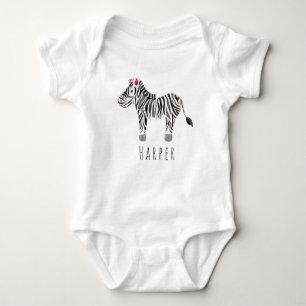 Niedlich Unisex Watercolor Zebra Safari mit dem Na Baby Strampler