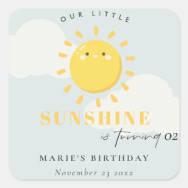 Niedlich unser kleiner Sonnenschein blauer Junge j Quadratischer Aufkleber