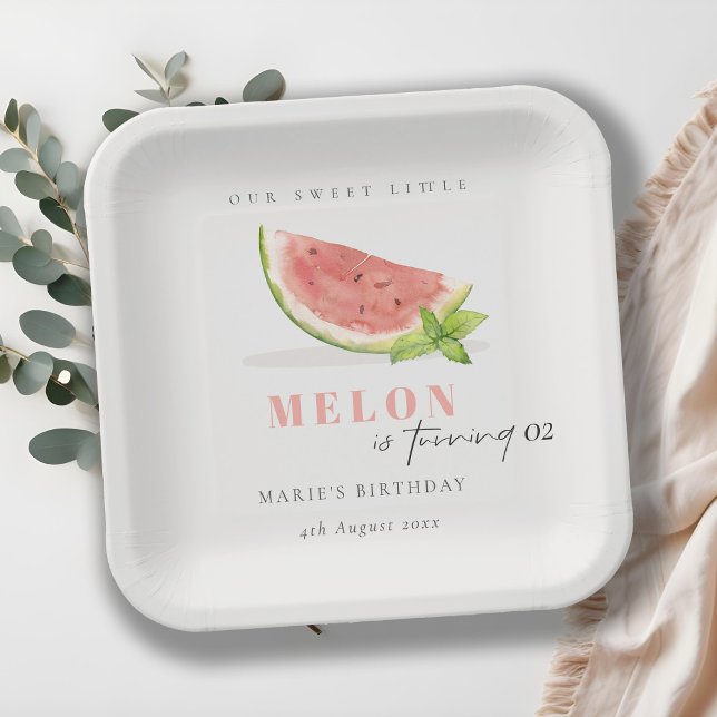 Niedlich unser kleines Melon Rot Grün jedes Alter  Pappteller (Von Creator hochgeladen)