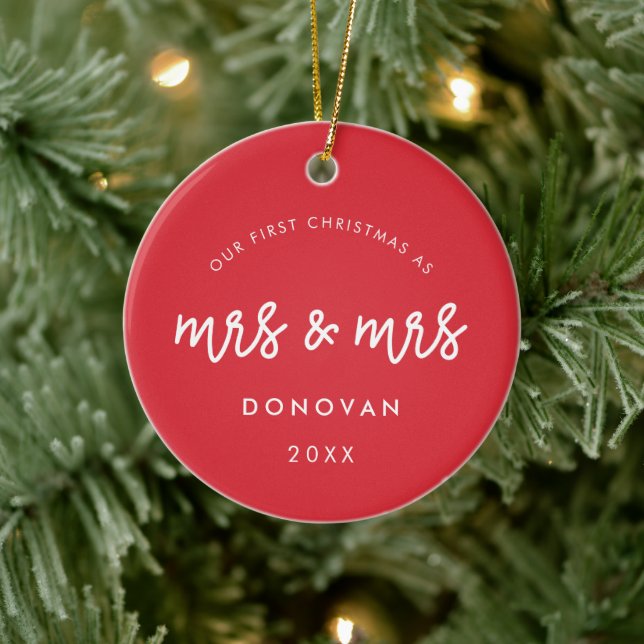 Niedlich Unsere ersten Weihnachten als Frau und Fr Keramik Ornament (Baum)