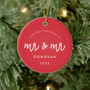 Niedlich Unsere ersten Weihnachten als Mr & Mr Red Keramik Ornament