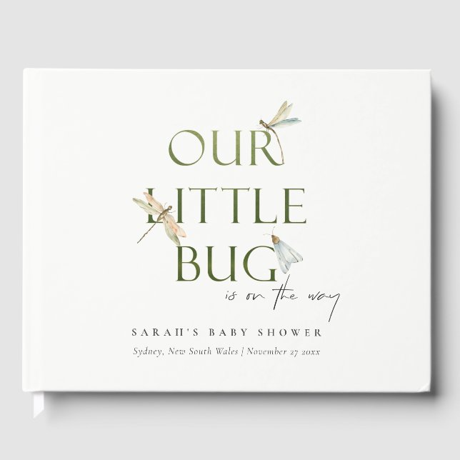 Niedlich unsere kleine Bug Green Dragonfly Babydus Gästebuch (Vorderseite)
