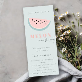 Niedlich unsere kleine Melon Pastel Aqua Blue Baby Einladung