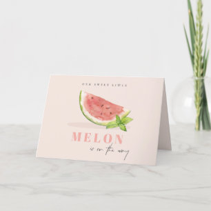 Niedlich unsere kleine Melon Watercolor Blush Baby Dankeskarte