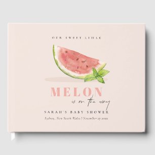 Niedlich unsere kleine Melon Watercolor Blush Baby Gästebuch