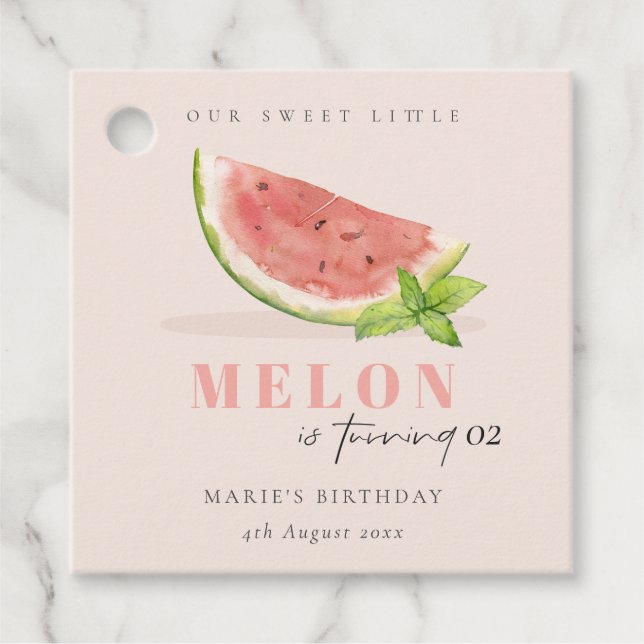 Niedlich unsere kleine Melone Blush jeden Geburtst Geschenkanhänger (Vorderseite)