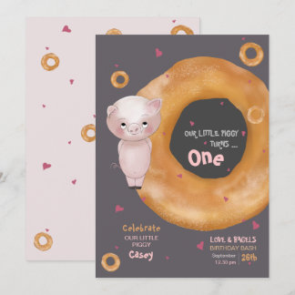 Niedlich "UNSERE KLEINE PIGGY" | "Liebe & Bagels" Einladung