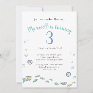 Niedlich unter dem Meer, der 3. Ozean zum Geburtst Einladung