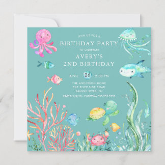 Niedlich unter dem Meer Einladung zum Geburtstag