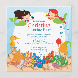 Niedlich unter dem Meer Mermaid zum Geburtstag Ein Einladung