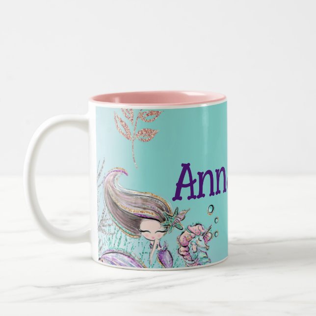 Niedlich unter dem Meer verzauberte Mermaids Zweifarbige Tasse (Links)