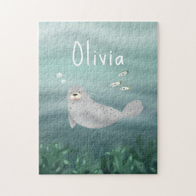 Niedlich unter dem Siegel des blauen Ozeans Kinder Puzzle (Vertikal)