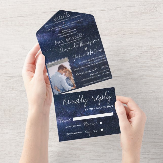 Niedlich unter dem Thema Monografie-Foto Hochzeit All In One Einladung (Abreißtisch)