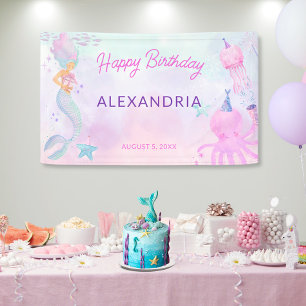 Niedlich unter der Meeresmeerküste Happy Birthday Banner