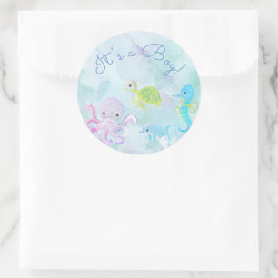 Niedlich unter der Meereswasserfarbe ist es ein Bo Runder Aufkleber