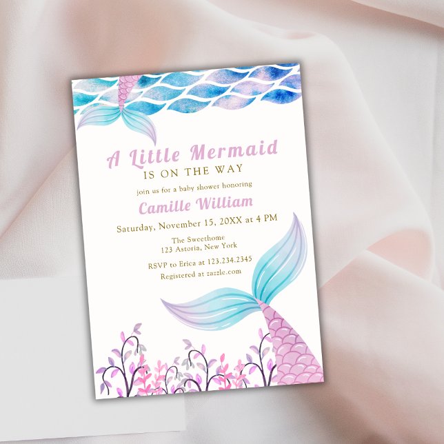 Niedlich unter der Meerjungfrau Schwanz Babydusche Einladung (Cute Under The Sea Mermaid Tail Baby Shower Invitation)
