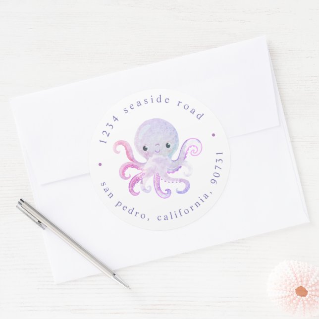 Niedlich unter der Rücksendeadresse des Meereswass Runder Aufkleber (Umschlag)