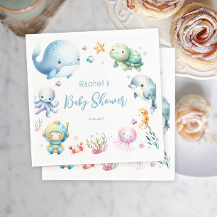 Niedlich unter der Sea Baby Dusche Serviette