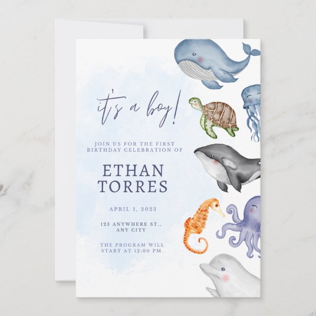 Niedlich unter der Sea Baby Shower Einladung (Vorderseite)