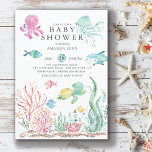 Niedlich unter der Sea Baby Shower Einladung<br><div class="desc">Niedlich unter der Baby-Dusche mit Gelee-Fisch,  Oktopus,  Hai,  Meeresschildkröte und Krabbe. Ideal für Ihr Sommerthema Meerjungdusche für eine Mädchendusche.</div>