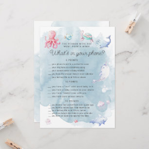 Niedlich unter der Sea Baby Shower Phone Game Card