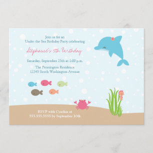 Niedlich unter der Seemädchen-Geburtstags-Party Einladung