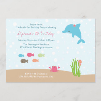 Niedlich unter der Seemädchen-Geburtstags-Party Einladung