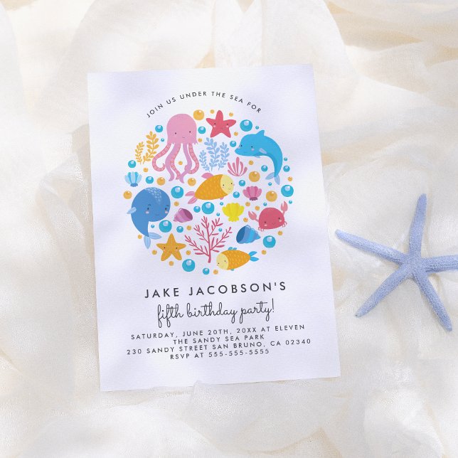 Niedlich unter Meereslebewesen Geburtstagspartei Einladung (Von Creator hochgeladen)