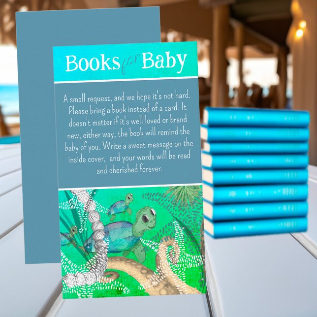 Niedlich unter Meeresschildkröten Bücher für Baby Begleitkarte (Under the Sea Baby Shower Books for Baby Enclosure Card)