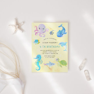 Niedlich unter Meereswasser Geburtstagsfeier Einla Einladung