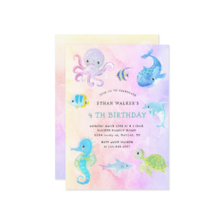 Niedlich unter Meereswasser Geburtstagsfeier Einla Einladung