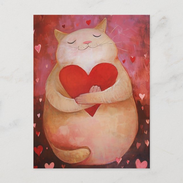 Niedlich Valentine Cat Postkarte (Vorderseite)