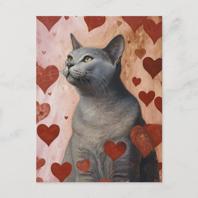 Niedlich Valentine Cat Postkarte (Vorderseite)