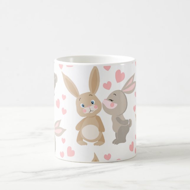 Niedlich Valentine Enamored Bunnies Kaffeetasse (Mittel)