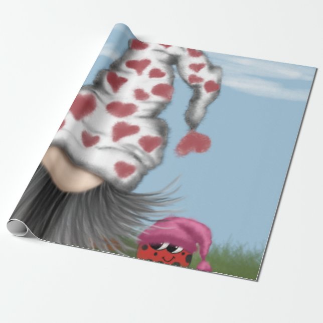 Niedlich Valentine Gnome Geschenkpapier (Ungerollt)