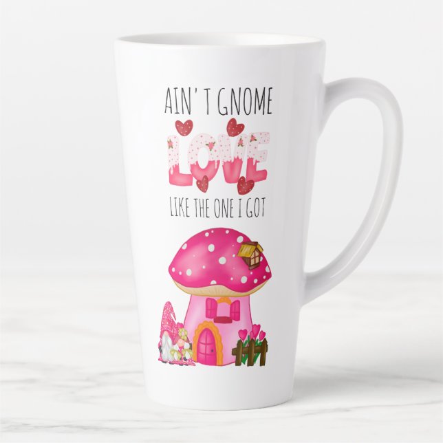 Niedlich Valentine Gnome Liebe Rosa Wasserfarbe Milchtasse (Rechts)