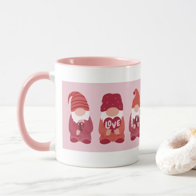 Niedlich Valentine Gnomes I Liebe You Art Tasse (Mit Donut)