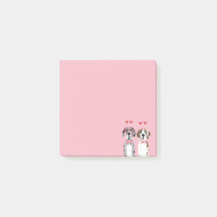 Niedlich Valentine Great Dane Hunde Rosa Rot Post-it Klebezettel