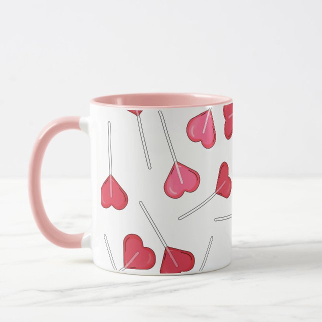 Niedlich Valentine Heart Lolly | Lollipop Muster Tasse (Links)