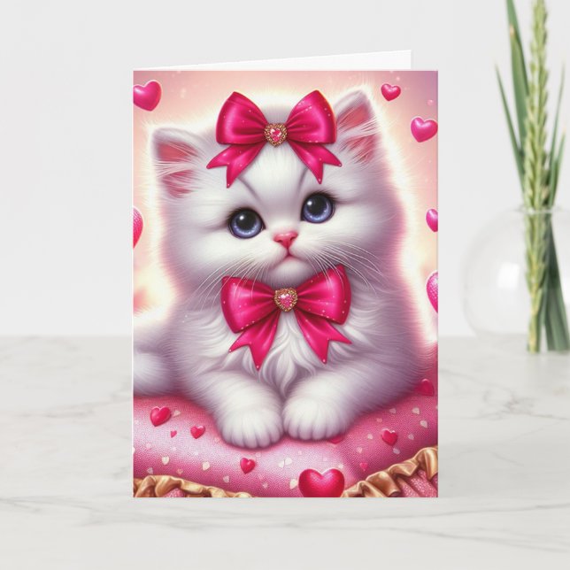 Niedlich Valentine Kitten Karte (Vorderseite)