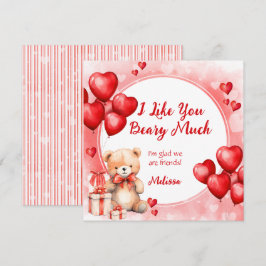 Niedlich Valentine Teddy mit Red Hearts Klassenzim Feiertagskarte
