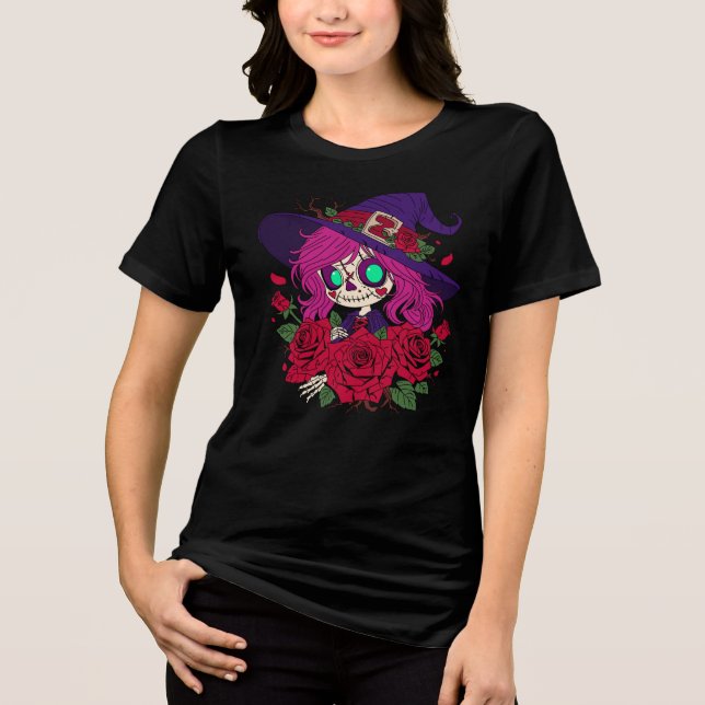Niedlich Valentine Witch Zombie Tri-Blend Shirt (Vorderseite)