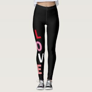 Niedlich Valentines Liebe Rosa Weiße Mode Leggings